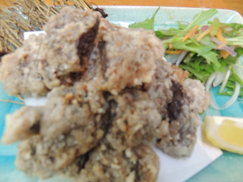 Whale Meat Marinated in Soy Sauce and Deep Fried