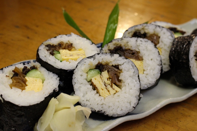 Kanpyo(Sweet Squash) and cucumber Roll