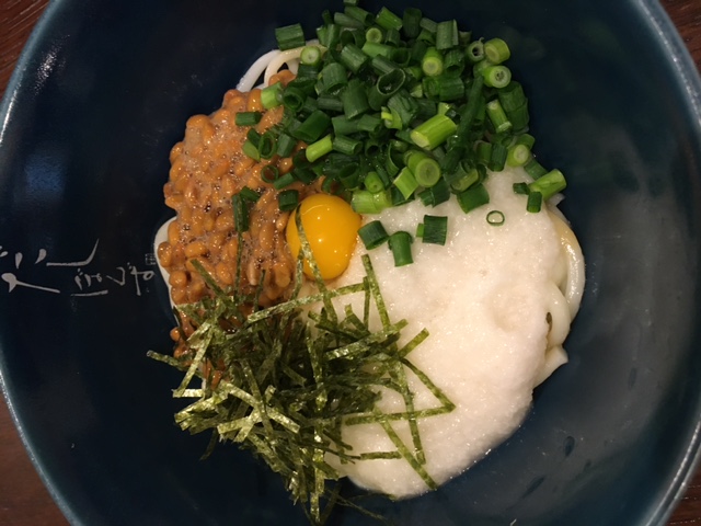 Udon with Natto Fermented Soy Beans