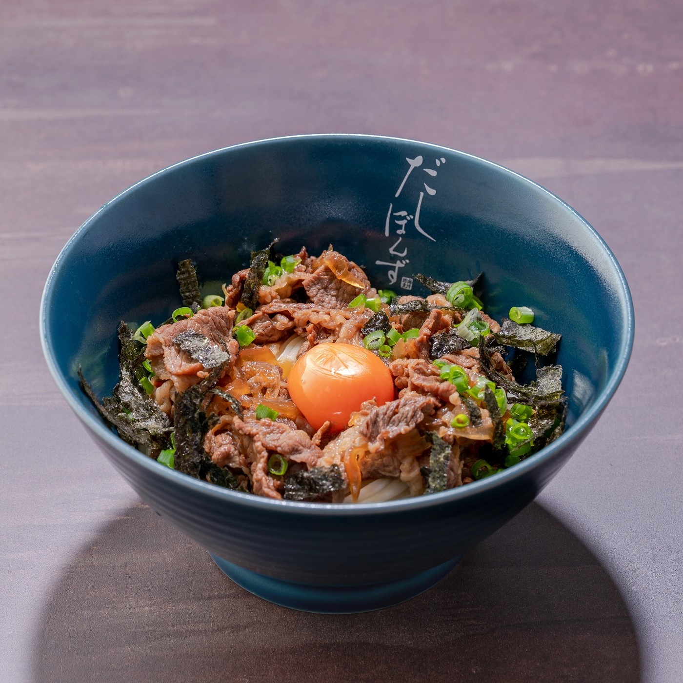 Udon Noodles without Broth topped beef and egg