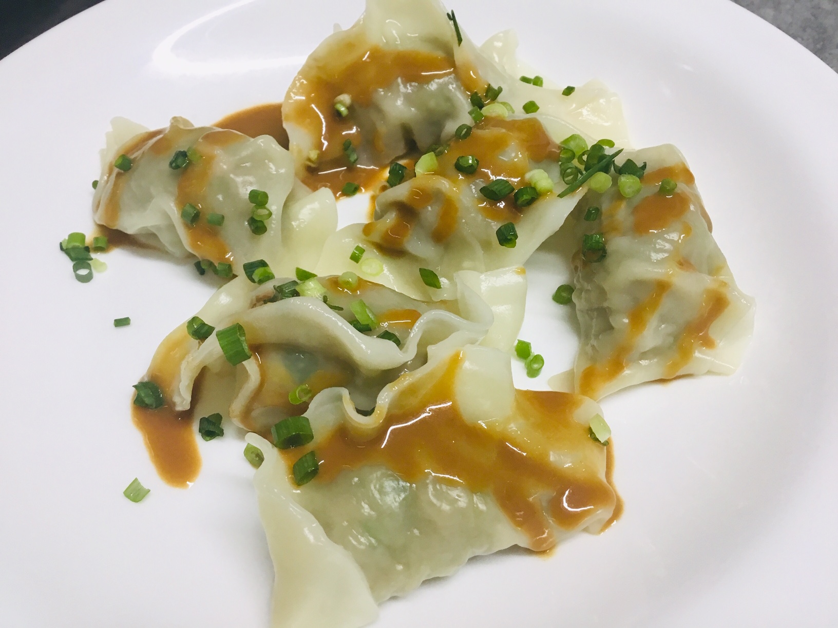 Boiled Gyoza Dumplings with Sesami Sauce