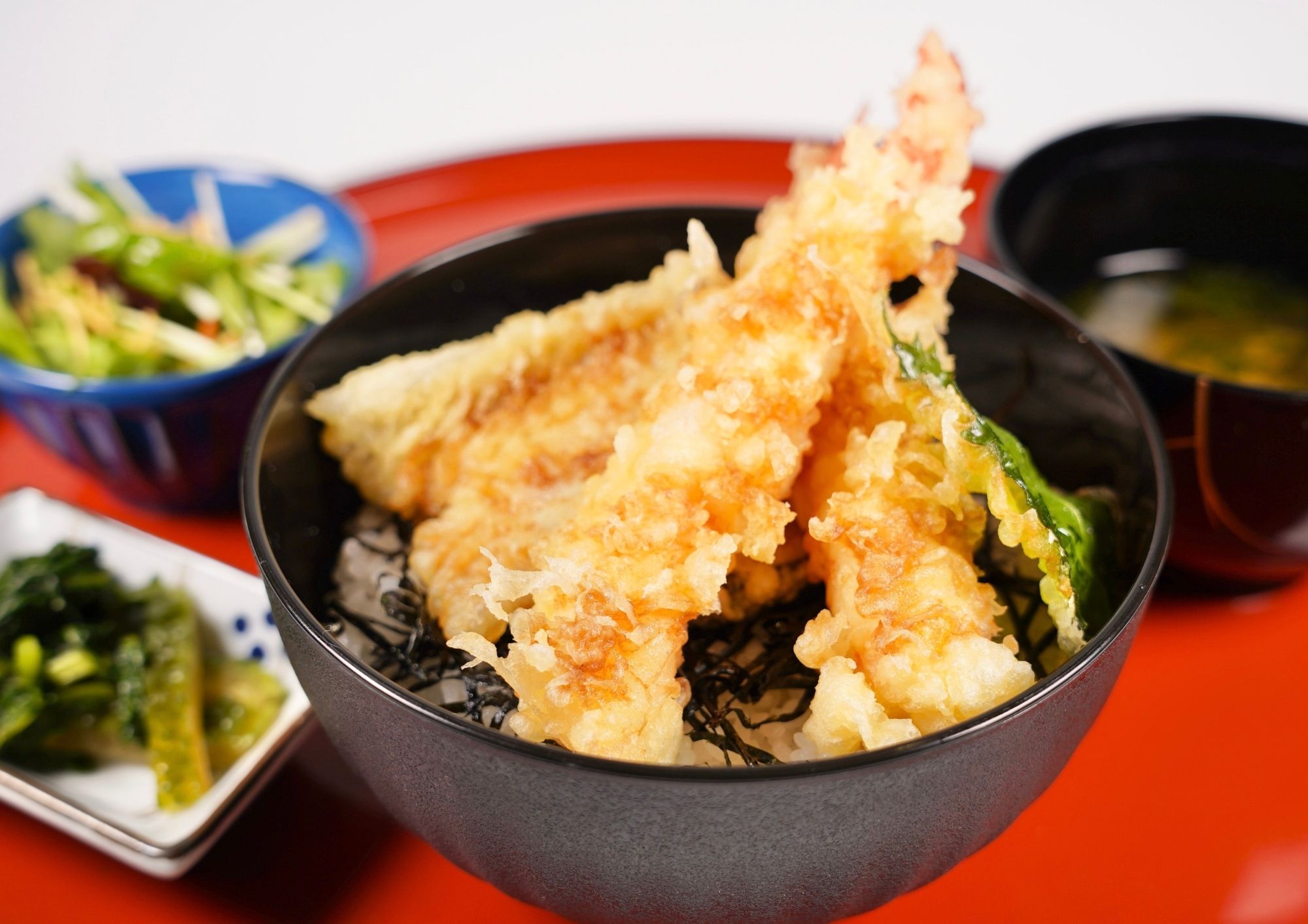Donburi Bowl of Rice Topped with Tempura